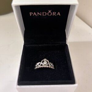 Pandora Silver Crown Ring in Size 6